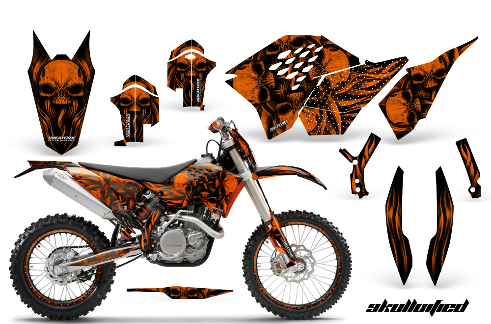 KTM C5 Graphics Kit Skullcified Orange Flat NP Rims